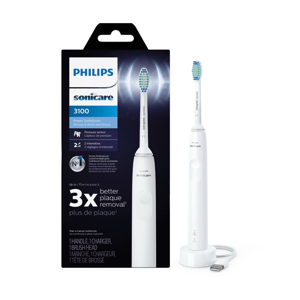 Philips Sonicare 3100 Power Toothbrush, Rechargeable Electric Toothbrush with Pr